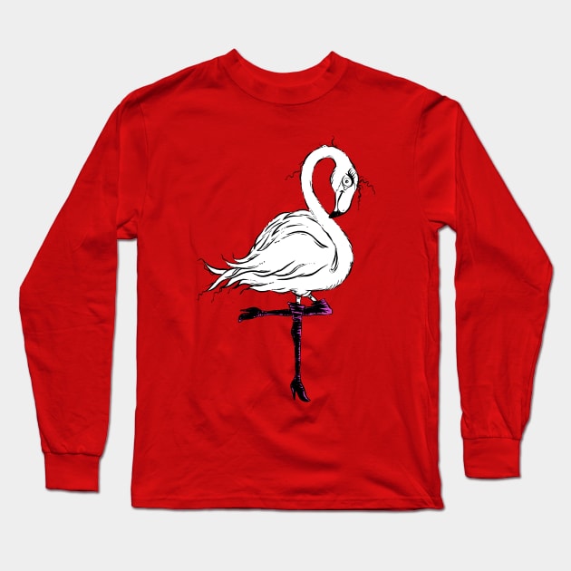 Cute Little Flamingo in Chic Knee High Boots Long Sleeve T-Shirt by obillwon